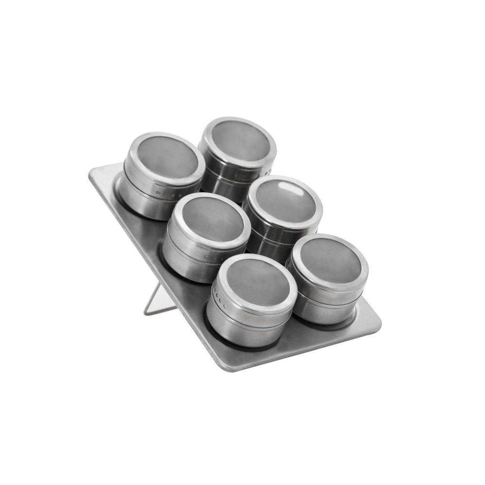 Porta Condimentos Aço Inox Suporte Imã 6 Peças - Mimo Style