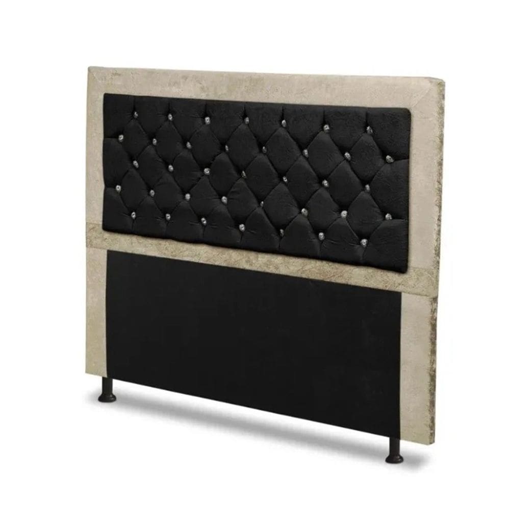 Cabeceira Para Cama Box Solteiro 90 cm Berlim Marfim Preto