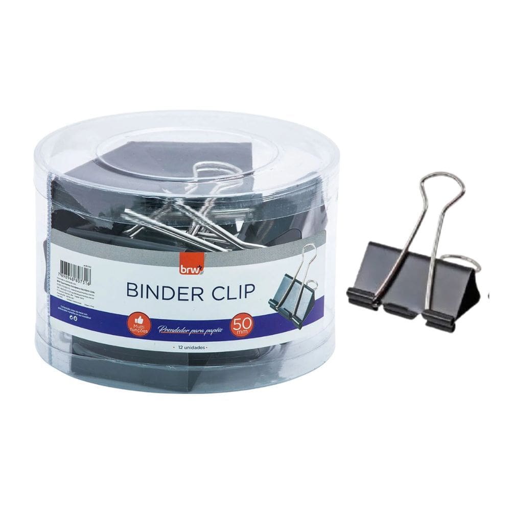 Predendor para Papéis Binder Clip 50mm c/ 12 Unidades Multi Funções - BRW