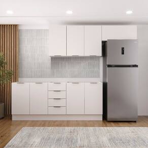 Cozinha Modulada 4 Peças sem Tampo com Rodapé 2 Aéreos e 2 Balcões Ipanema Cabecasa Madeiramadeira Branco