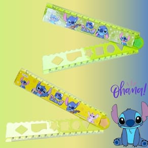 Kit 02 Réguas Escolar Dobrável 15/30cm Geométrica Colorida Disney Lilo Stitch Perosnagem Stitch Kawaii