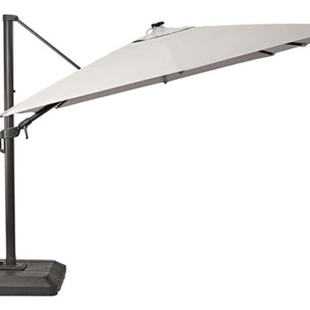 Ombrelone Lateral Alumínio C/ Base E Led Quadrado 4x3m Bege