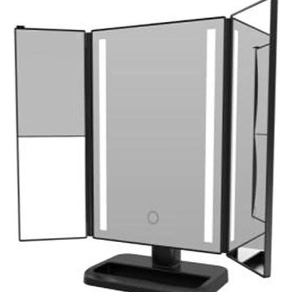 Espelho De Bancada Com Led 30X20X12Cm Maquiagem - Preto