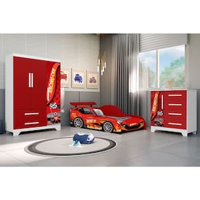 Quarto Infantil Completo Personagens Carros - Vermelho