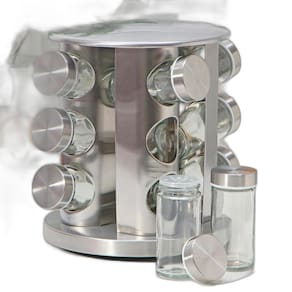Porta Temperos Giratório Vidro Tampa Inox Condimentos