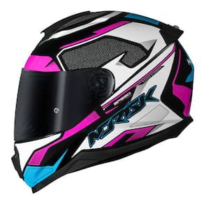 Capacete Norisk Razor Speed Max Branco Rosa e Azul