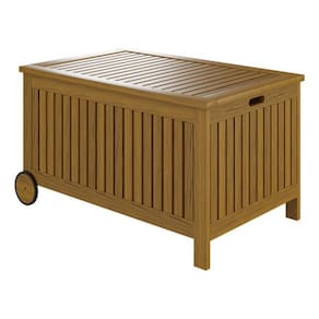 Banco Bau E Carrinho De Madeira Para Jardim 48X53,5 Cm