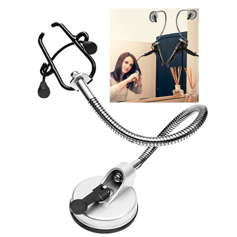 Suporte Secador Cabelo Ajustavel Espelho Articulavel Banheiro Quarto Academia Hotel Casa Portatil Parede