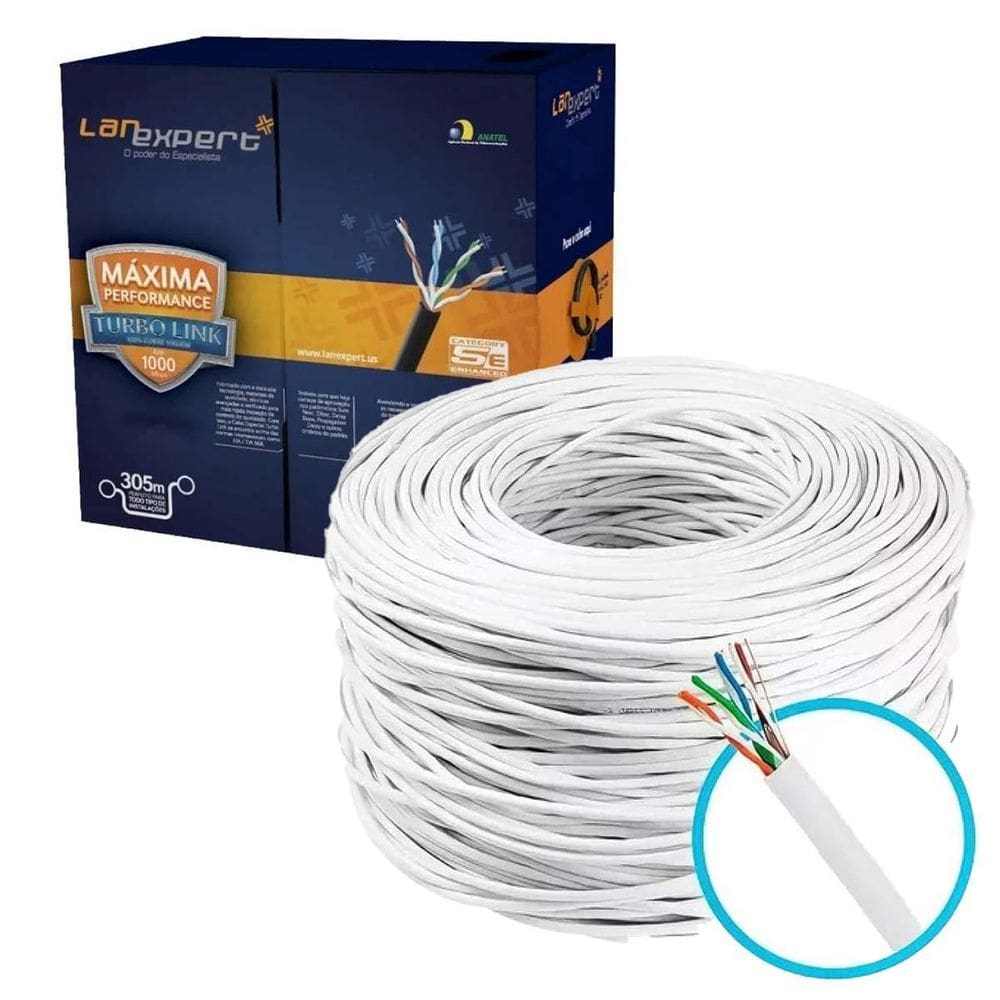 Caixa Cabo De Rede 305M Branco Lan Expert Cobre Cat5E Anatel