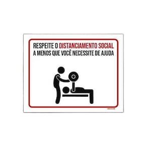 Placa Higiene Distanciamento Social Academia 27X35