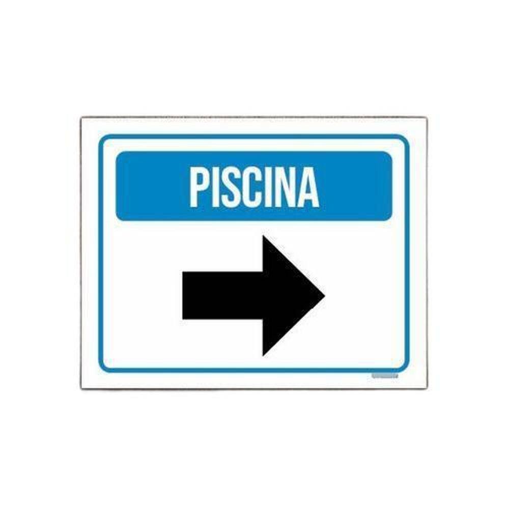 Kit 10 Placa Sinalização - Piscina Azul Seta Direita