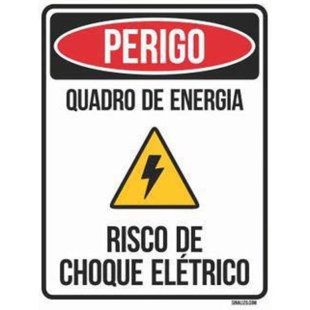 Kit 3 Placas Perigo Quadro Energia Risco Choque