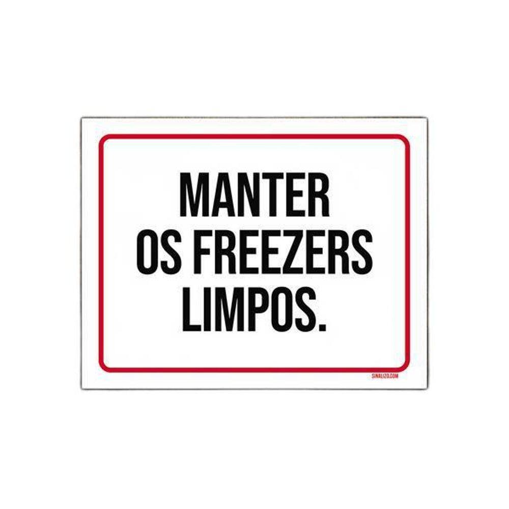 Placa De Sinalização - Higiene Manter Freezers Limpos 27X35