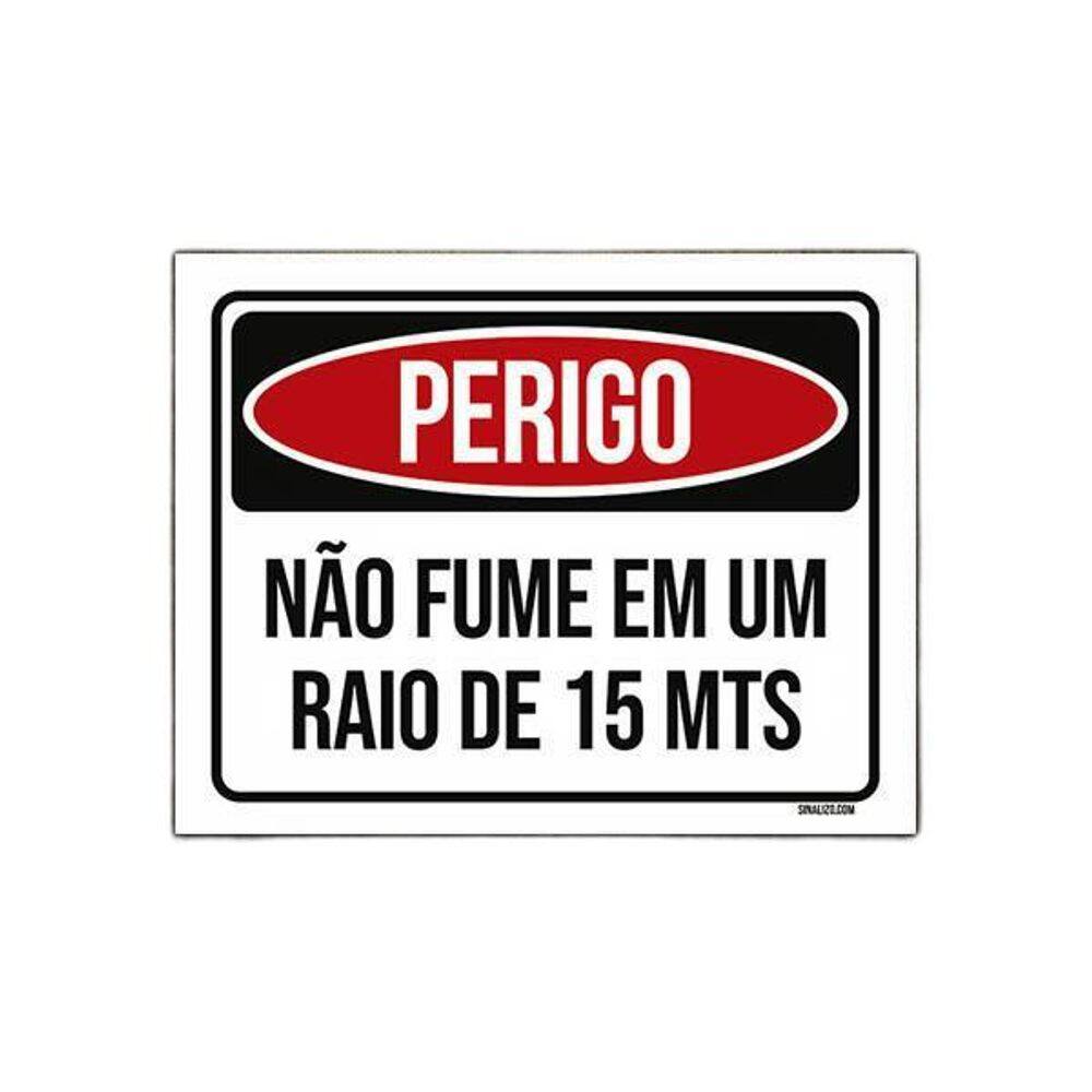 Placa De Sinalização - Perigo Não Fume 15 Metros 18X23