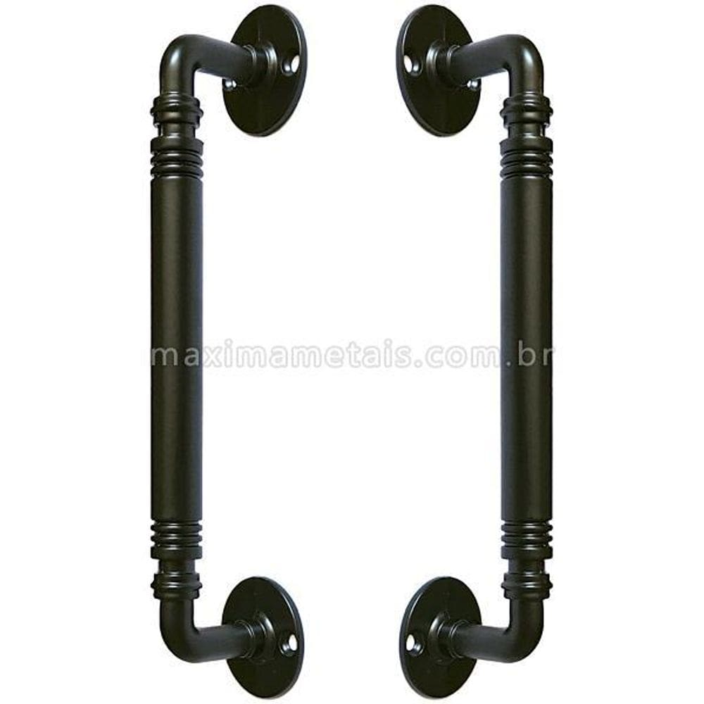 Puxador Duplo Germany Preto Fosco 195Mm Porta Pivotante
