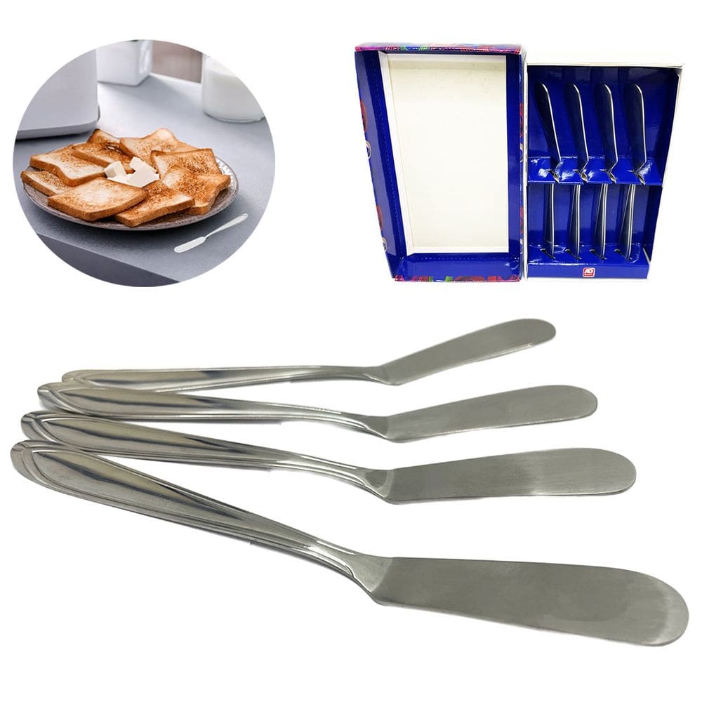 Kit 6 Espátulas Para Manteiga Geleia Em Aço Inox Cor Cinza