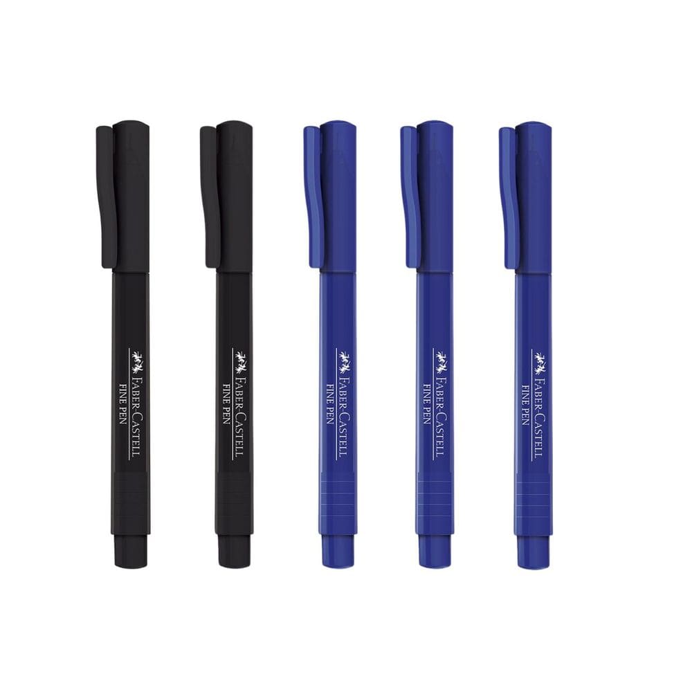 Fine Pen 0.4mm Faber-Castell Ponta Fina Kit c/ 5 Cores