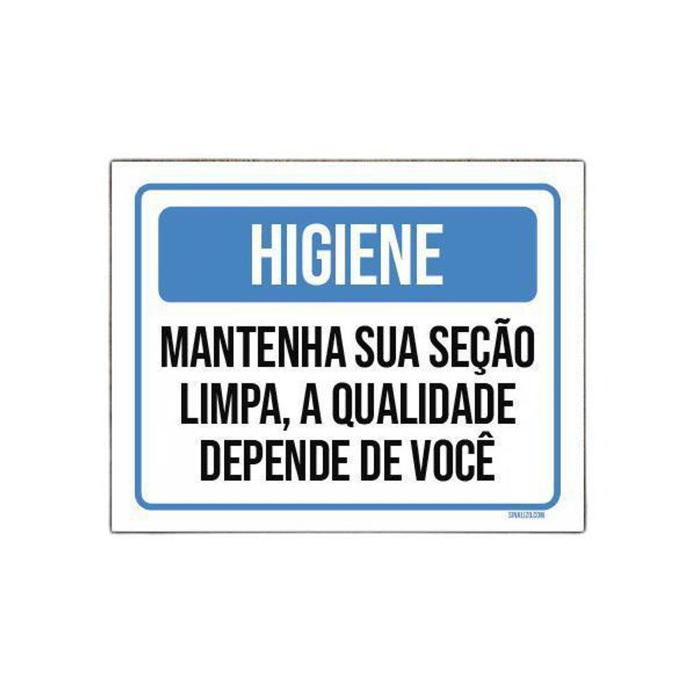 Placa Higiene Mantenha Sua Seção Limpa Qualidade 27X35