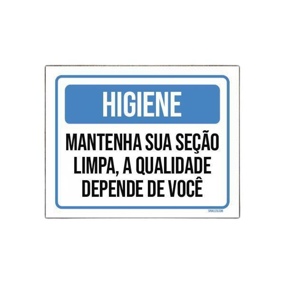 Placa Higiene Mantenha Sua Seção Limpa Qualidade 27X35