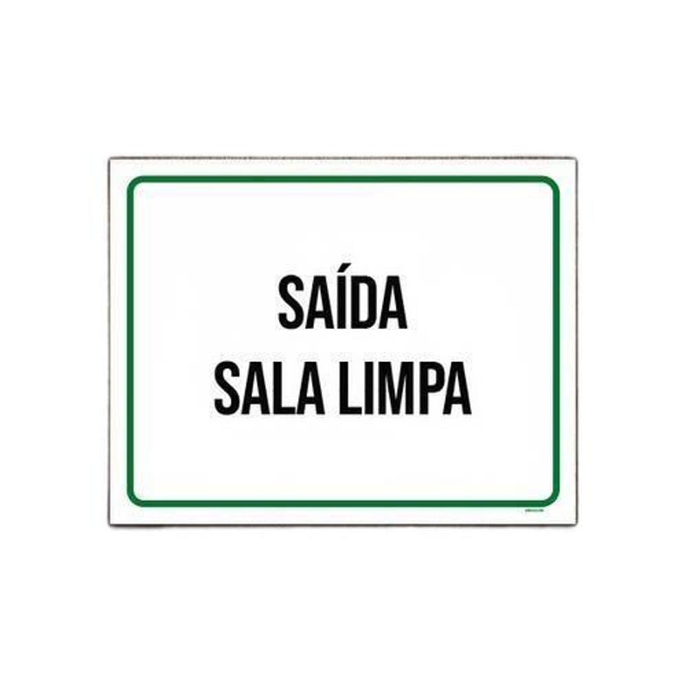Placa Sinalização - Saída Sala Limpa 27X35