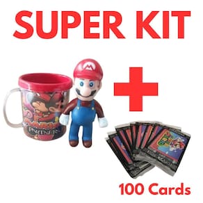 Top Super Kit Boneco + 100 Cards + Caneca Mario +/- 15 Cm