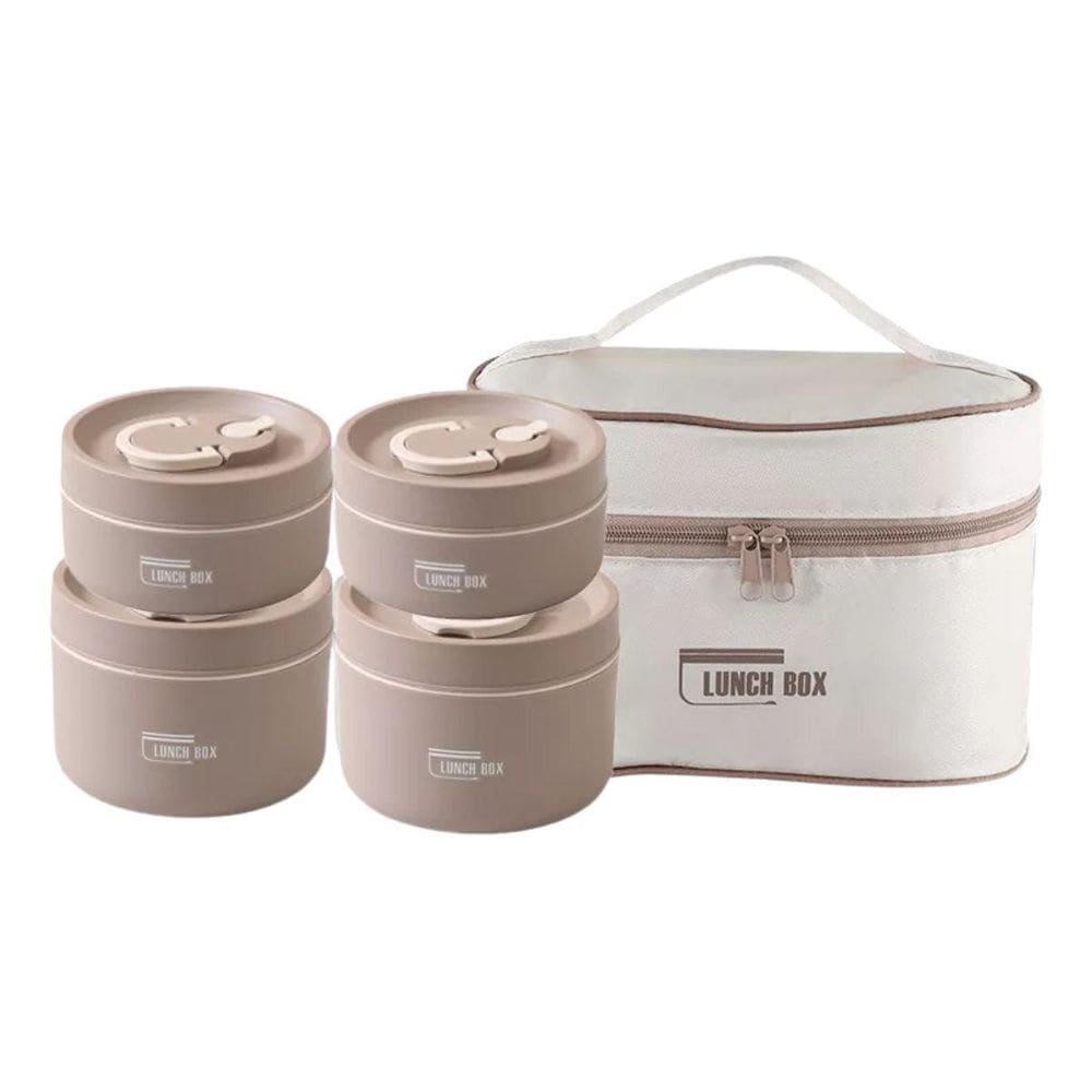 Kit 4 Marmitas Térmica Redonda + Bolsa Térmica 420Ml 620Ml