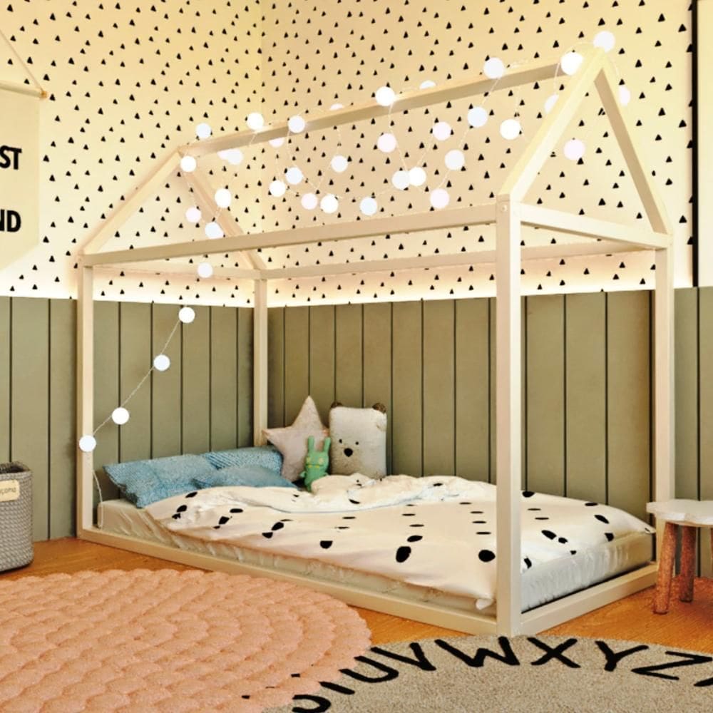 Cama Infantil Casinha Liberdade Júnior Ludika Mobília Branco Acetinado