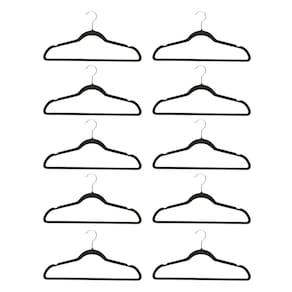 Kit 10 Cabides Aveludados Grande Preto 45 Cm Não Escorrega