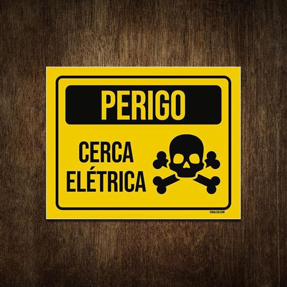 Placa De Sinalização Aviso Perigo Cerca Elétrica 27X35