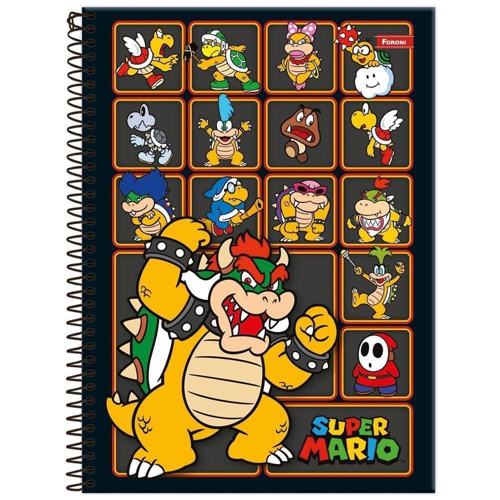 Caderno Univ 10 Matérias 160Fls Super Mario Bowser Foroni
