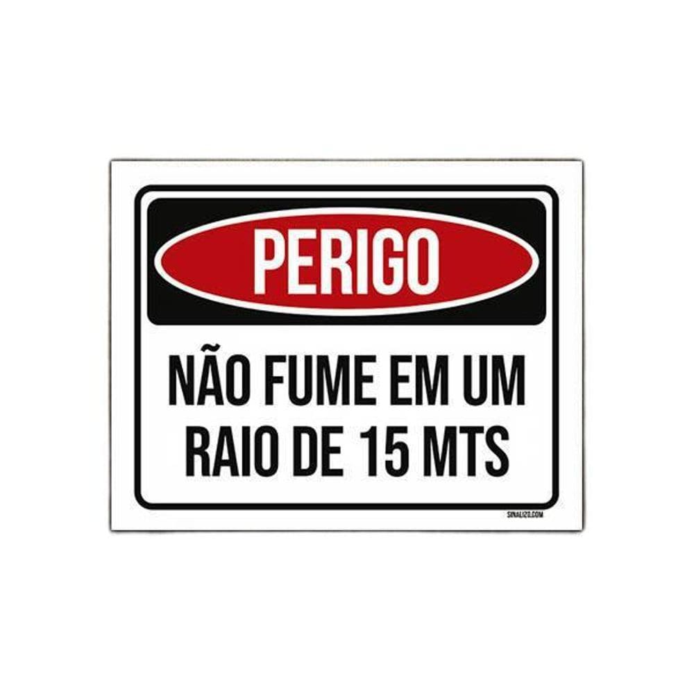 Placa De Sinalização - Perigo Não Fume 15 Metros 27X35