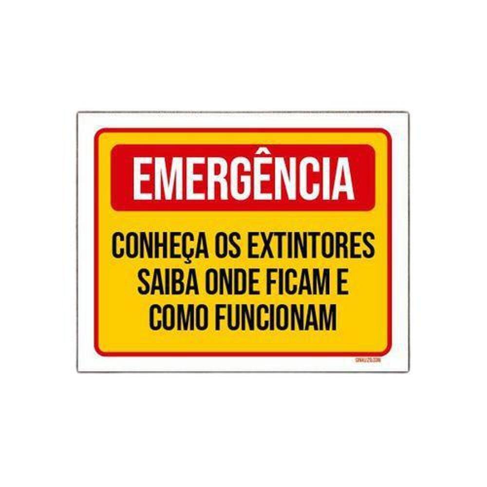 Placa De Sinalização - Emergência Conheça Extintores 36X46