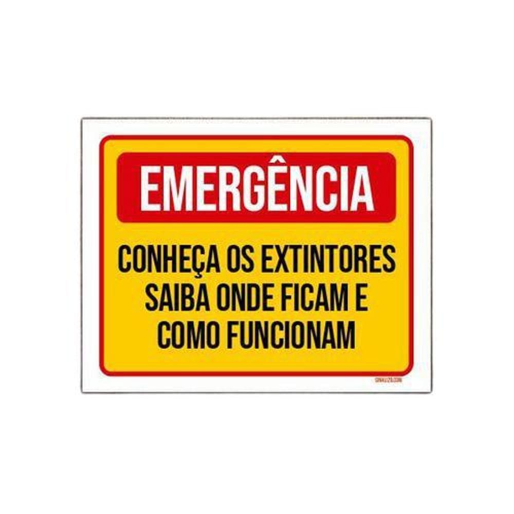 Placa De Sinalização - Emergência Conheça Extintores 36X46