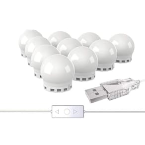 Luz De Espelho Com Led Camarim Maquiagem 10 Lampadas 3 Cores
