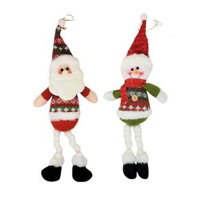 Jogo Papai Noel e Boneco de Neve Pelúcia Pendente Perna Algodão 38cm - Master Chirtmas