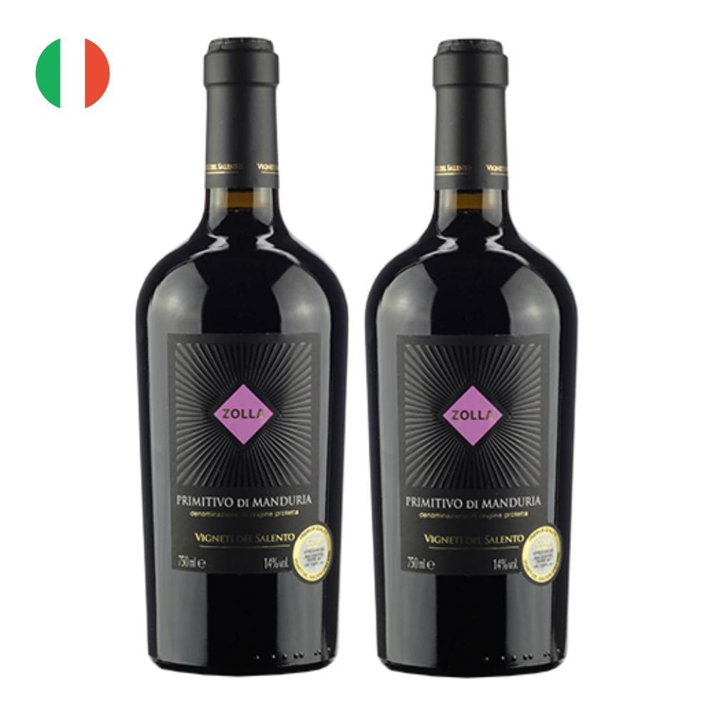 Kit 2 Vinhos Zolla Primitivo di Manduria Tinto Itália 750ml