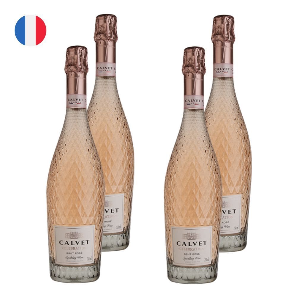 Kit 4 Espumantes Calvet Celebration Brut Rosé França 750ml