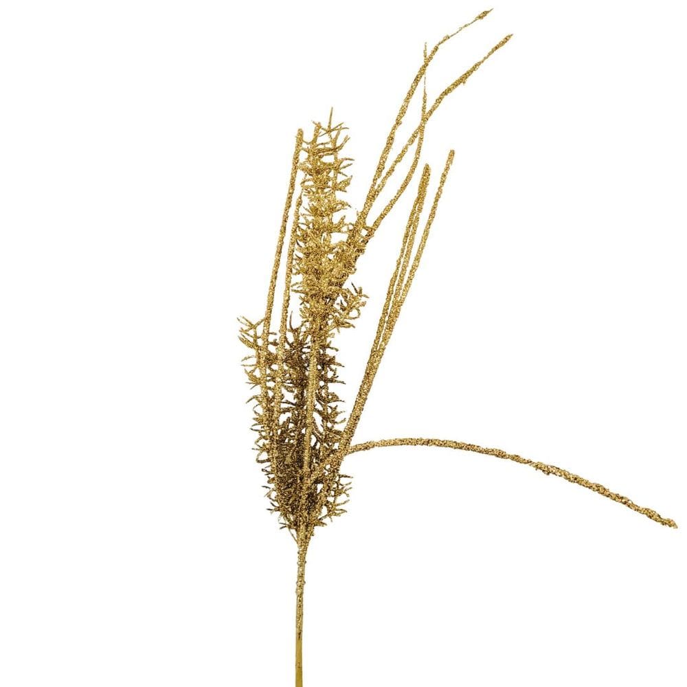 Galho Decorativo Natal Alecrim Glitter Dourado Luxo 57cm - Bela Flor