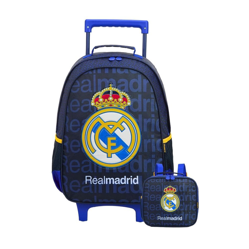 Kit Escolar Mochila De Rodinha+Lancheira Térmica Real Madrid