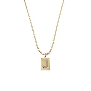 Cordão 45Cm Masculino Feminino Pingente Letra J Banhado Ouro