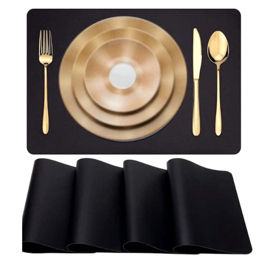 Jogo Americano Retangular 2 Pçs Couro + Suporte Para Copo