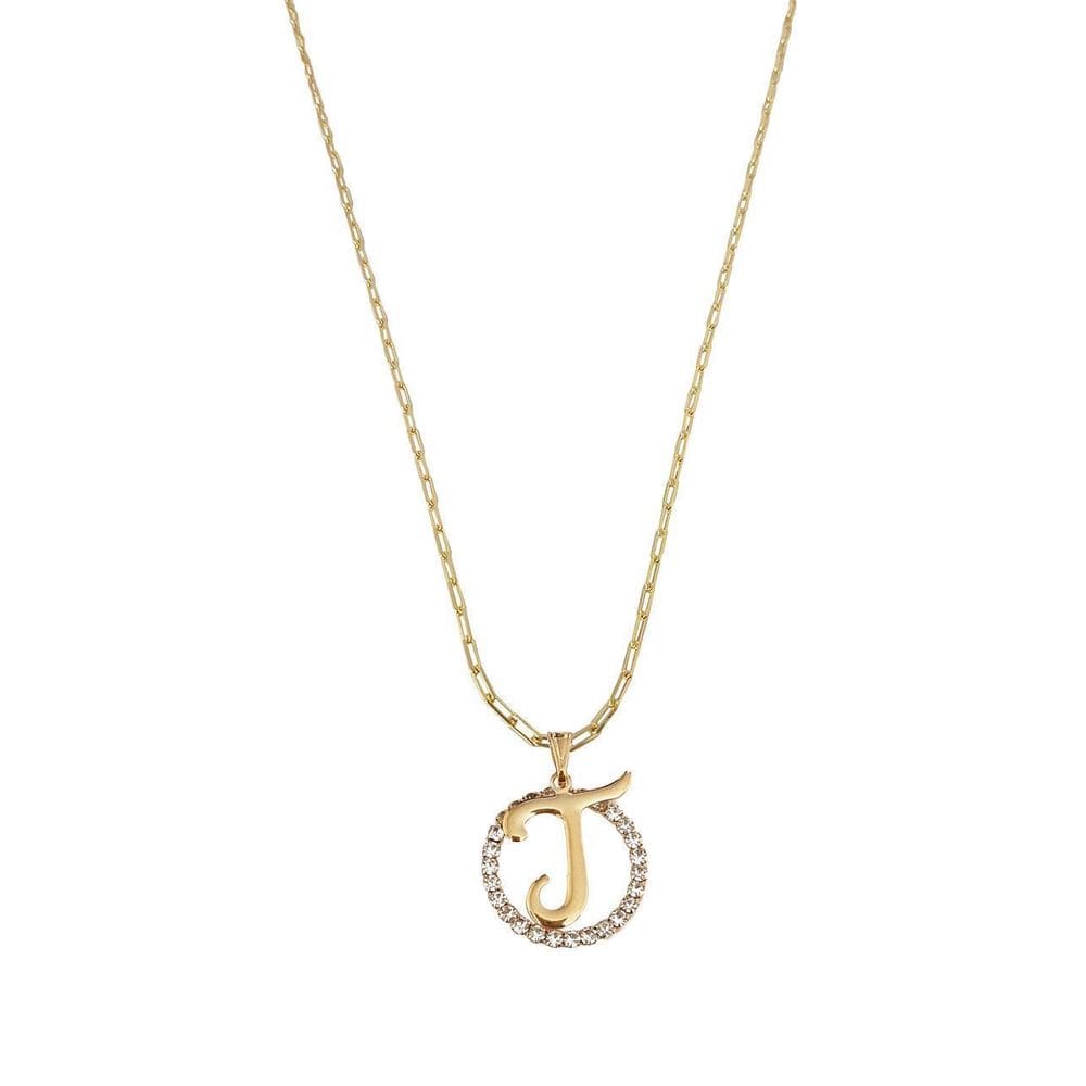 Colar Corrente 60 Cm Feminina Pingente Letra T Banhado Ouro