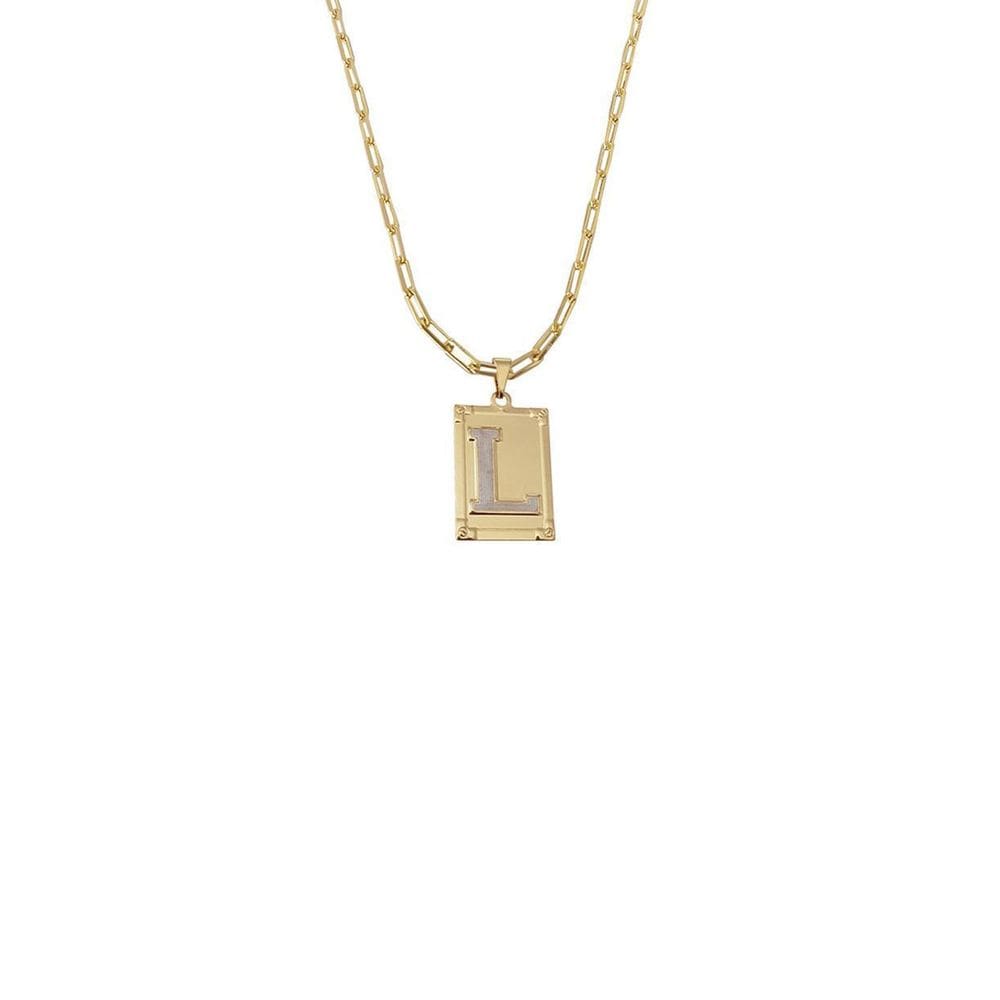 Cordão 60Cm Masculino Feminino Pingente Letra L Banhado Ouro
