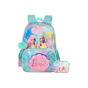 Kit Mochila De Costas+Estojo Box Holográfica Barbie - Verde