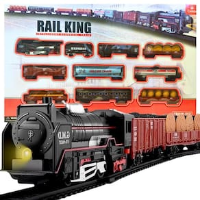 Trem Brinquedo Locomotiva 9 Vagões Trenzinho Luz Som Castela