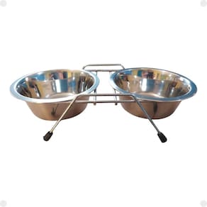 Comedouro Duplo Inox Suspenso Grande