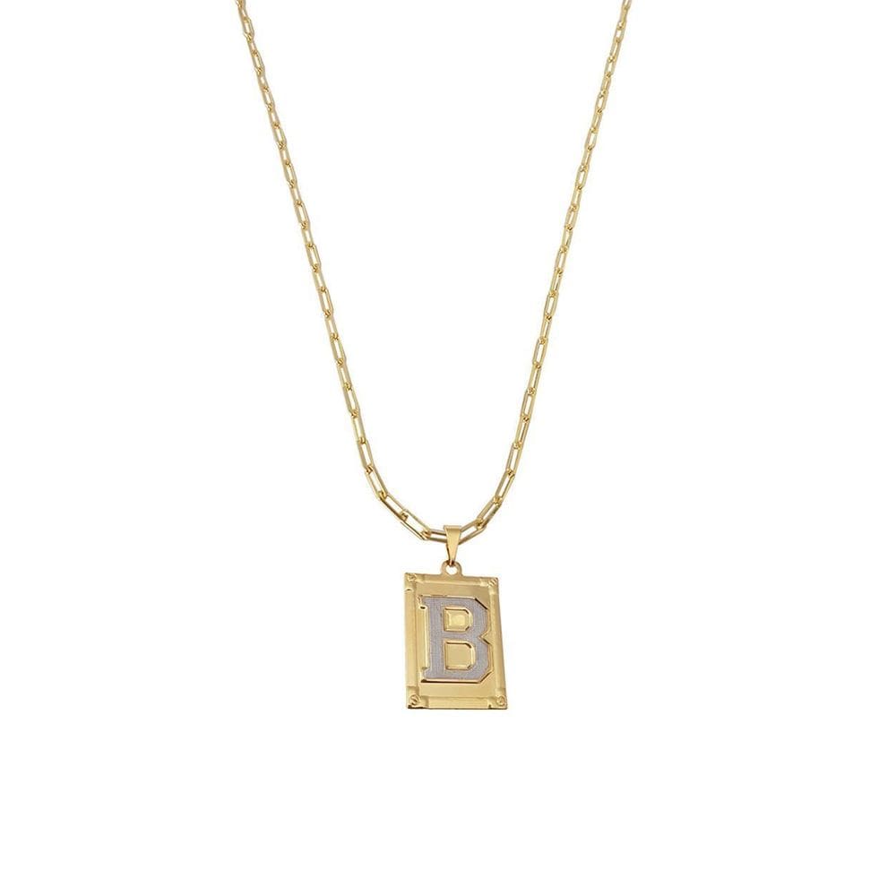 Cordão 45Cm Masculino Feminino Pingente Letra B Banhado Ouro