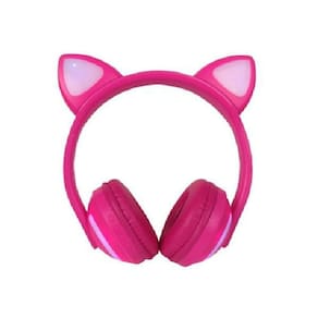 Fone De Ouvido Headphone Bluetooth Com Orelha De Gato Rosa