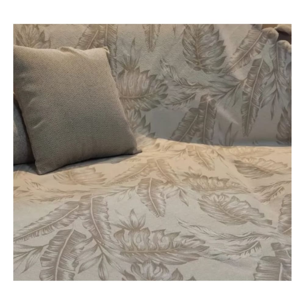 Manta Sofa 140X180 Fio Tinto Palha Folhagens 60% Algodao 40% Poliester