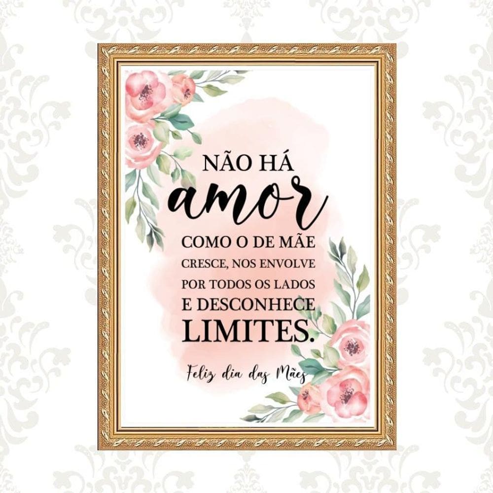 Quadro Moldura Dourada Amor De Mãe 45X34Cm